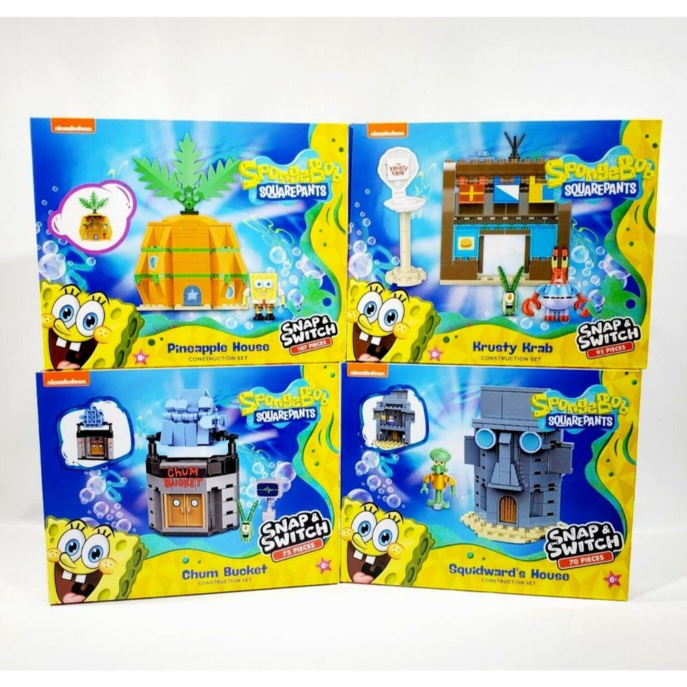 Spongebob Squarepants Bikini Bottom Set Of 4 Construction Set Snap & Switch